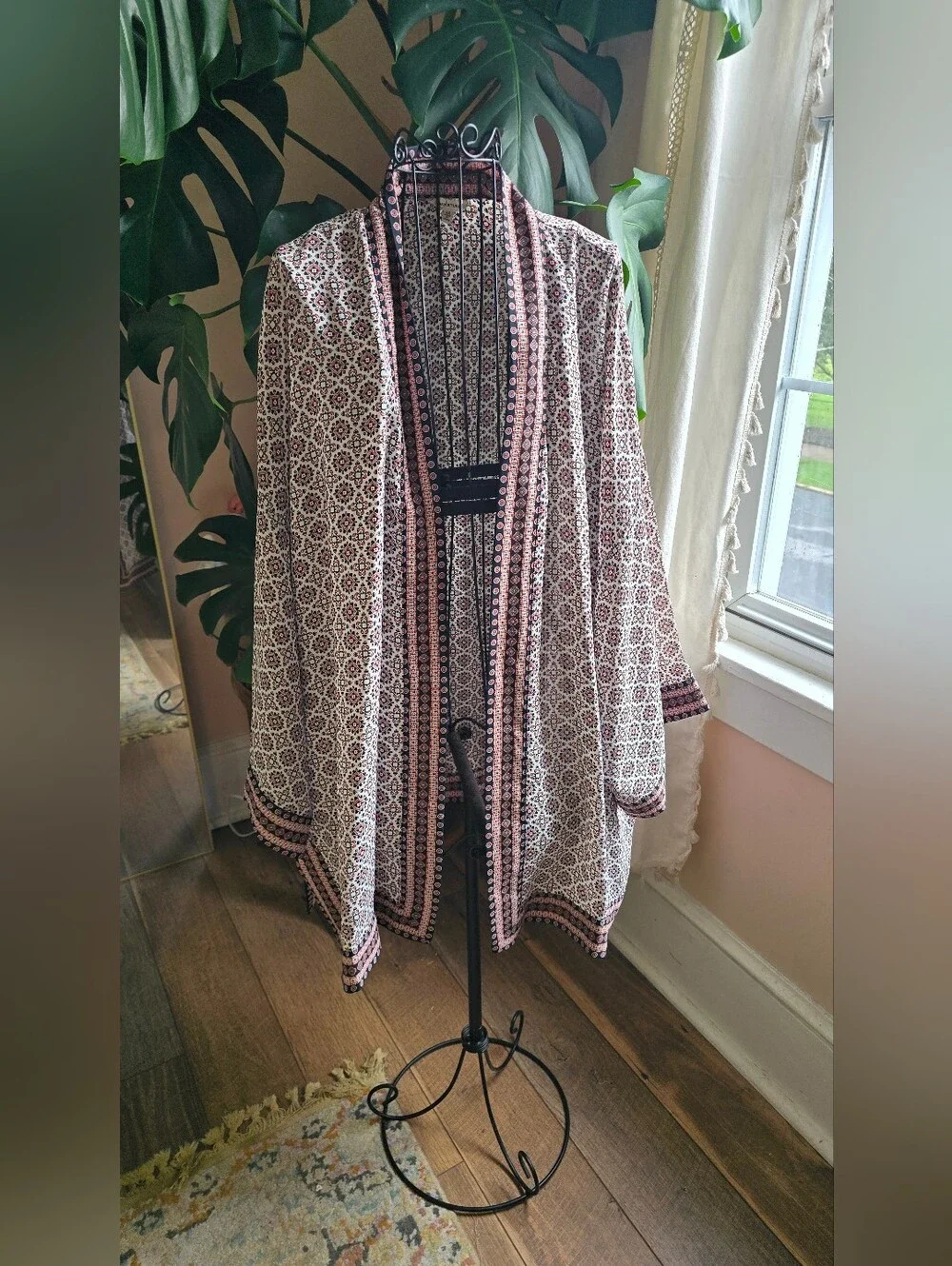✨ Max Studio Boho Tile Print Open Front Kimono Cardigan | Size 2X | EUC ✨